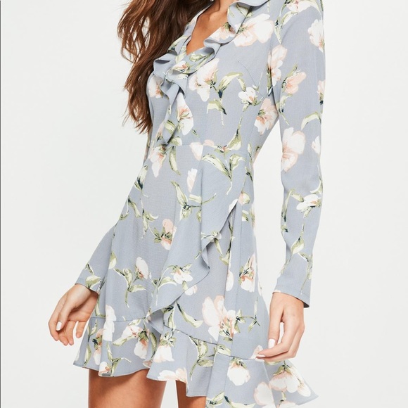 missguided high neck lace tea dress in floral in multi